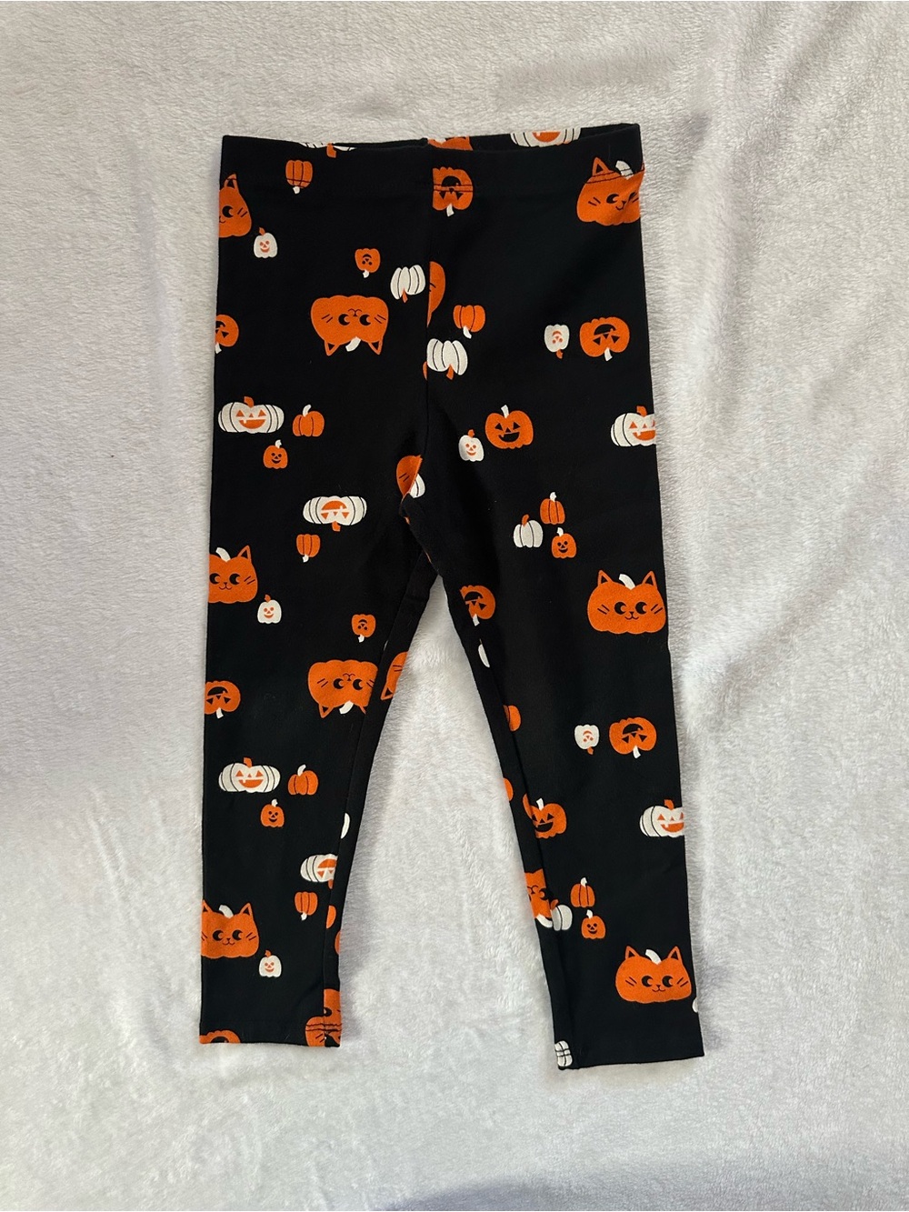 Cat & Jack Cat Pumpkin Jack O’Lanterns Halloween Leggings Black Toddler Girls 3T